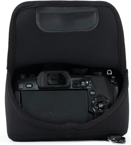 Miniatura 9 de MegaGear Funda de neopreno ultraligera para cámara, con mosquetón, compatible con Sony Cyber-Shot DSC-RX10 IV, DSC-RX10 III - Negro - MG755