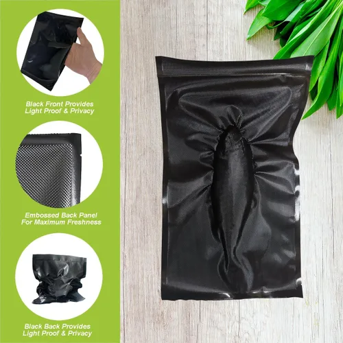 Miniatura 4 de Bolsas de sellado al vacío negras de 11 pulgadas x 19.5 pies (total de 39 pies), bolsas selladoras al vacío para almacenamiento de alimentos, bolsas