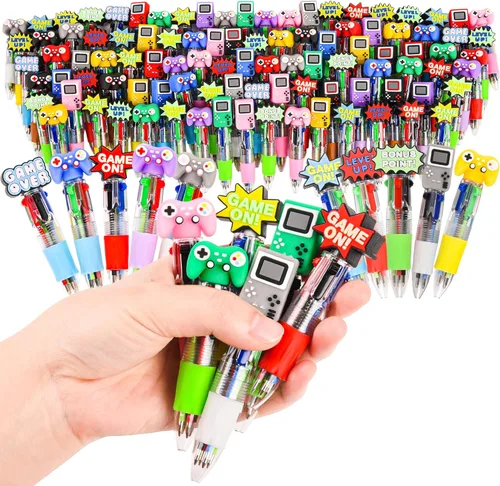 Miniatura 6 de LiYiQ 25 Piezas Bolígrafos Multicolores de Videojuegos en Uno de Dibujos Animados Lindos y Divertidos 4-en-1 Bolígrafos Lindos a Granel Kawaii