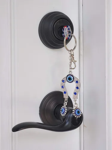 Miniatura 7 de Bravo Team - Llavero con dije de ojo malvado para colgar en forma de caballo con cristal azul, con cierre – Signo de buena suerte, buena suerte