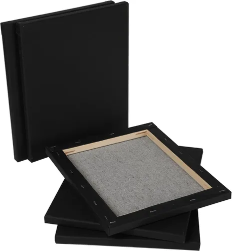Miniatura 4 de Lienzo negro, paquete de 6 lienzos negros de 8 x 10 pulgadas, 100 % algodón imprimado sin ácidos para pintura, suministros de arte para verter