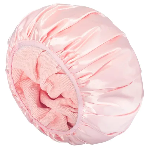 Miniatura 17 de Aquior Gorro de ducha con forro de rizo para mujer, reutilizable, triple capa impermeable, extra grande para mujeres de pelo largo (negro)