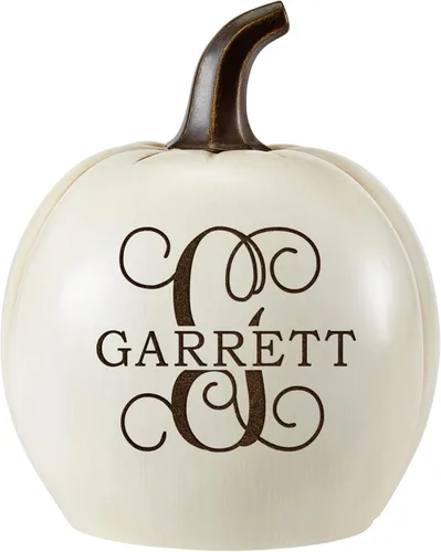 Miniatura 10 de Let's Make Memories - Calabaza personalizable con luz y apellido familiar e inicial para decoración otoñal de Halloween, para interiores y Crema