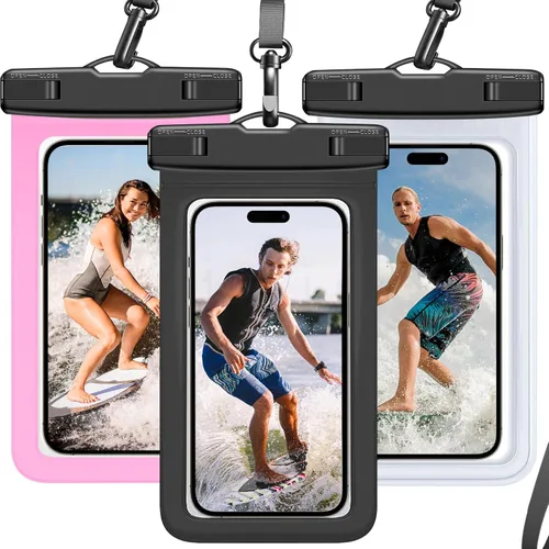 Miniatura 9 de Funda impermeable para teléfono IP68, flotante impermeable, bolsa seca esencial para crucero en la playa con cordón ajustable para iPhone 16 Pro Max