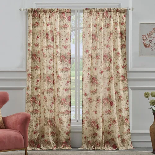 Miniatura 9 de Greenland Home Antique Rose - Tratamiento de ventana 100% algodón, par de paneles + cenefa, color azul