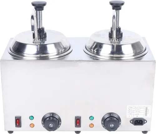 Miniatura 2 de Dispensador de queso con 2 bombas, 2 x 2L Calentador eléctrico de salsa de queso de nacho 86.0-230.0 °F Dispensador de calentador de dulce de azúcar