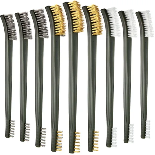 Patelai Juego de 9 cepillos de alambre para pintura oxidada, limpiador de metal, acero, nailon, latón, juego de cepillos para limpieza Detai,