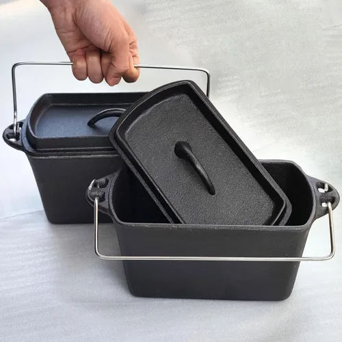 Miniatura 6 de Voulosimi Molde de hierro fundido para horno – 4.33 x 4.92 x 8.66 pulgadas, moldes para pan duraderos rectangulares para hornear en casa