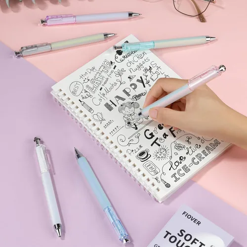 Miniatura 5 de FIOVER 10 repuestos de bolígrafo de tinta de gel reemplazables de tinta negra, punta fina de 0.020 in, escritura suave para suministros escolares
