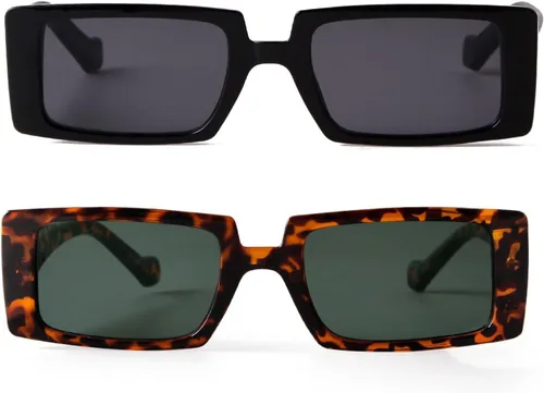 Miniatura 4 de Gafas de sol GIFIORE rectangulares para mujer, gafas de sol modernas estilo retro, gafas con montura ancha y con protección UV400