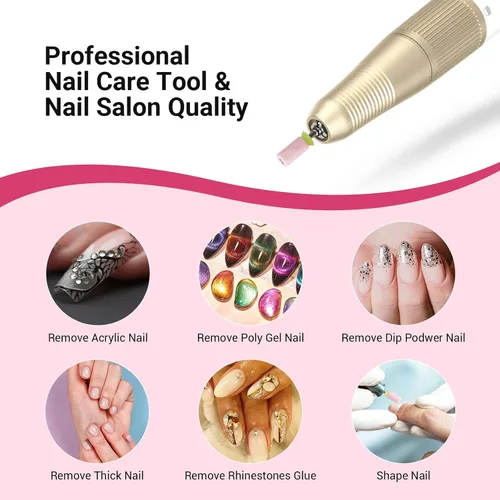 Miniatura 6 de MelodySusie Brocas de cerámica para uñas, 3/32 pulgadas, chaflán superior plana, puntas de barril grandes, eliminación rápida de acrílico o gel Rosa