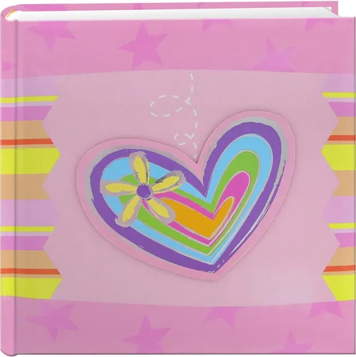 Pioneer Photo Albums Álbum de fotos con cubierta de apliques de corazón a rayas 3D con 200 bolsillos, 4 x 6 pulgadas