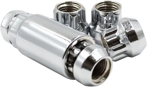 Wheel Accessories Parts 4 cerraduras + llave M14x1.50 14x1.50 rosca extremo abierto largo 0.83 pulgadas de largo cerradura de rueda cromada llave