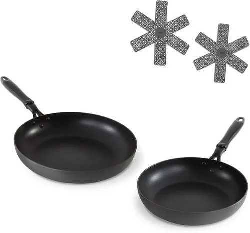 DASH Juego de utensilios de cocina anodizados duros, juego de sartenes antiadherentes para la cocina casera diaria, ligero con mango de agarre