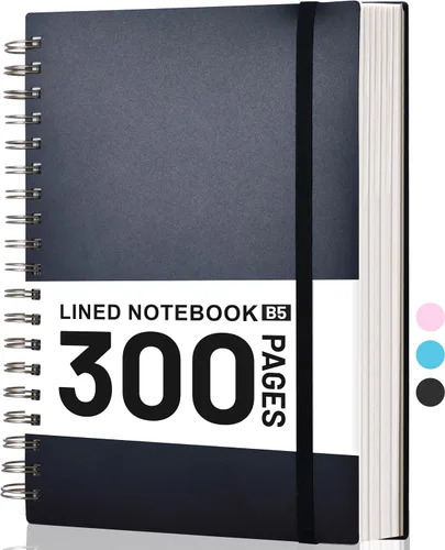 Miniatura 9 de Yoment B5 - Cuaderno de espiral con rayas universitarias de 7.3" x 10.15", diario de 300 páginas, cuadernos de espiral rayados con papel grueso