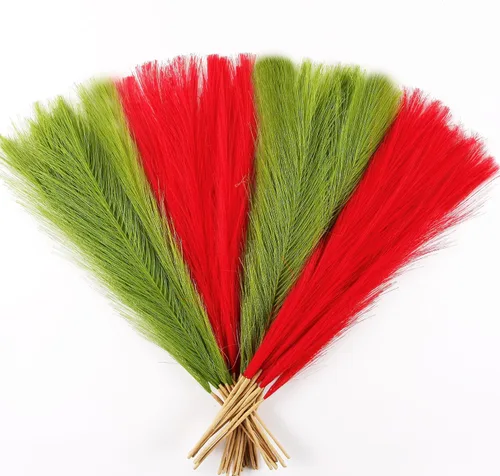 Miniatura 9 de Decoración de hierba de pampa naranja otoñal, 30 piezas de 17 pulgadas de hierba de pampa sintética, arreglo floral de hierba de pompas y relleno
