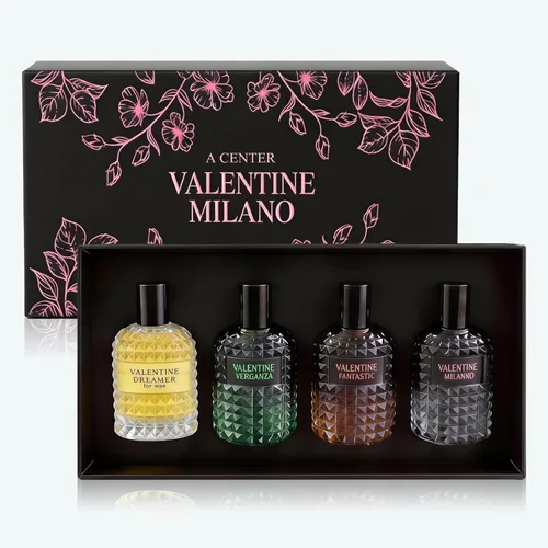 A CENTER Valentine Cologne 4pcs/1.7 fl oz*4 Eau de Parfum Set para Hombres Floral&Woody Fragancia Combo Caja de Regalo para Hombres