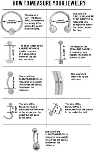 Miniatura 5 de Kit de 12 piercings para tabique, clicker, aro de nariz, aro de herradura, barra circular de tamaño mixto, agujas de perforación de acero quirúrgico