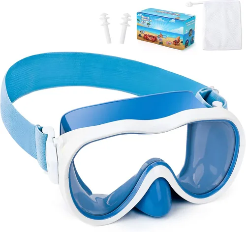 Miniatura 16 de Gafas de natación para niños con cubierta para la nariz, máscara de natación antifugas con correa de tela elástica, gafas de natación con protección