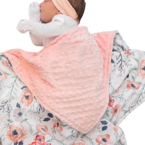 Miniatura 8 de Manta de Felpa Suave Minky para Niños y Niñas - Doble Capa con Respaldo Punteado, de Recién Nacido a Niño Pequeño - Regalos para Baby Shower