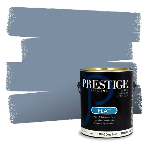 Miniatura 595 de Pintura Exterior + imprimación PRESTIGE, todo-en-uno, 1 galón, acabado mate, color comparable al Valspar* Royal Gray* VS151-Gris real