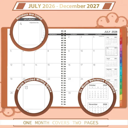 Miniatura 3 de Agenda mensual 2026-2027 – Agenda de 18 meses 2026-2027 de julio de 2026 a diciembre de 2027, 8.86 x 11.4 pulgadas con pestañas recubiertas