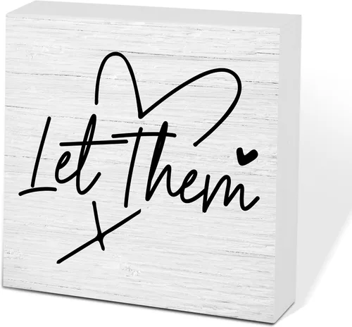 Miniatura 14 de Letrero de caja de madera Let Them de 5 x 5 pulgadas, letrero de escritorio estilo granja Boss Lady decoración de cubículo de oficina, accesorios