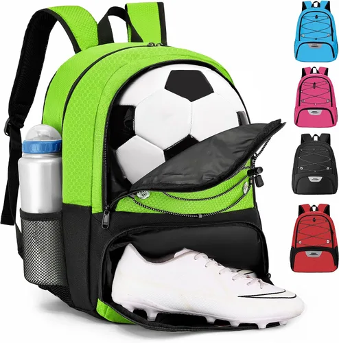 Miniatura 17 de Hsmihair - Mochila de fútbol juvenil - Mochila para fútbol y baloncesto, con compartimento para pelota y tacos separados