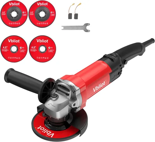 Miniatura 11 de Herramienta Amoladora Angular, Amoladora Eléctrica de 6.5 Amperios de 4-1/2 Pulgadas con Interruptor Ergonómico Antideslizante Lateral para Corte