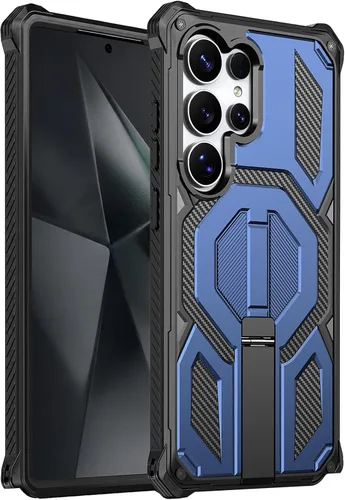 Miniatura 20 de Funda magnética para Samsung Galaxy S24 FE con soporte y protector de pantalla [compatible con Magsafe] antideslizante, cuerpo completo, doble capa