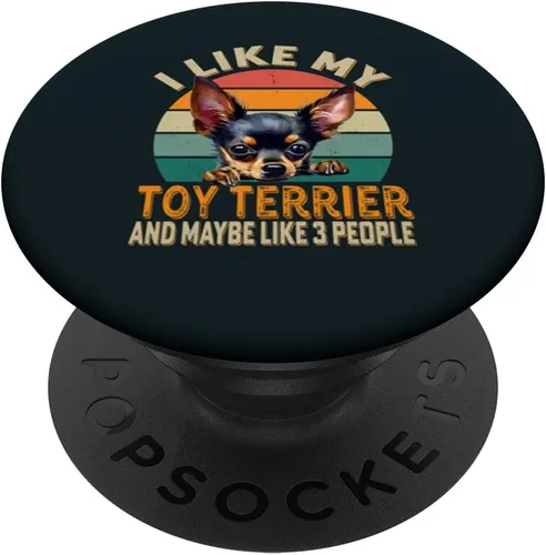 I Like My Russian Toy Terrier Dog & Maybe 3 People Retro PopSockets PopGrip intercambiables