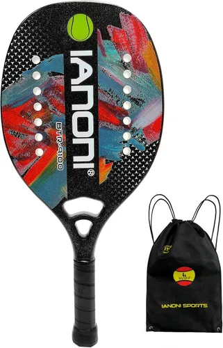 Pala de Tenis de Playa Raqueta de Tenis de Playa Fibra de Carbono con Núcleo de Espuma de Memoria EVA Palas de Tenis de Playa