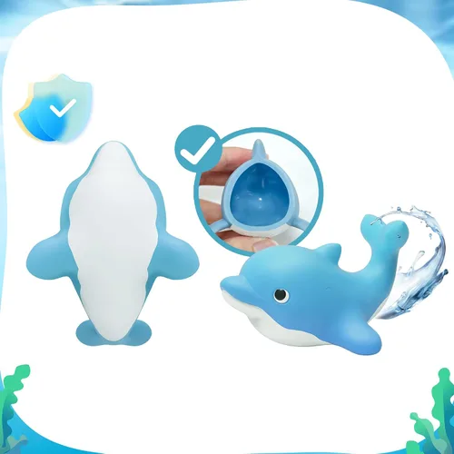 Miniatura 8 de 6 juguetes de baño oceánico para niños pequeños de 6 meses, sin hoyos, juguetes de bañera sin moho, ballena, tiburón, delfín, pingüino, juego