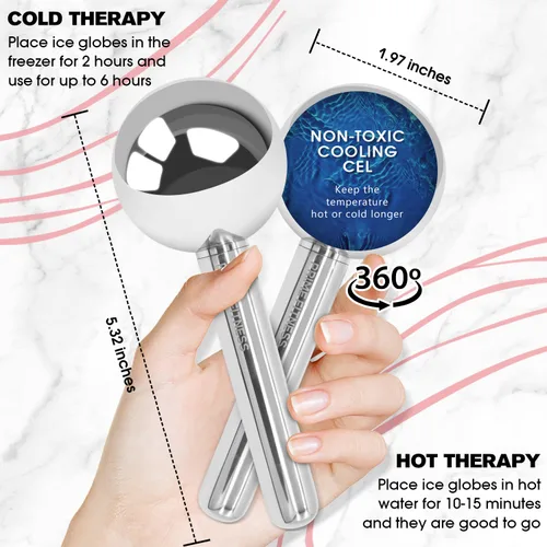 Miniatura 3 de Globos de hielo para tratamientos faciales Rodillo de enfriamiento de acero irrompible Varillas de crio para cara Masajeador para cara, cuello