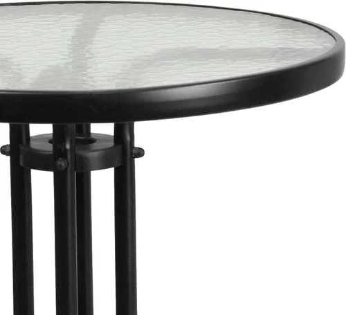 Miniatura 6 de Flash Furniture Bellamy - Mesa auxiliar redonda con marco de metal de vidrio templado para interiores y exteriores de 23.75 pulgadas