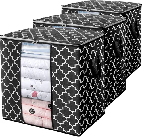 Miniatura 40 de WISELIFE Bolsas de Almacenamiento [3 Unidades/100L] Contenedores Grandes de Organización y Almacenamiento de Mantas y Ropa para Edredones, Ropa