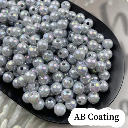 Miniatura 4 de 300 cuentas de perlas para manualidades de 0.315 pulgadas (0.315 in), cuentas redondas sueltas de perlas para collares, pulseras, aretes, Gris Claro