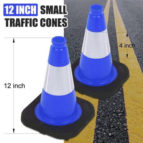 Miniatura 2 de Conos de Tráfico de PVC Naranja/Verde Fluorescente, Cono de Estacionamiento con Base Negra Pesada Estructuralmente Estable Resistente a