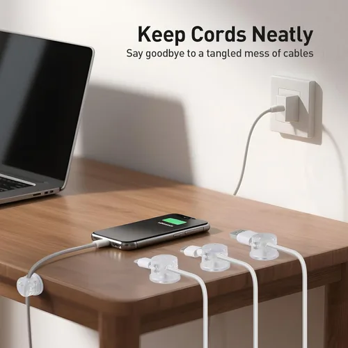 Miniatura 6 de AGPTEK Paquete de 8 clips magnéticos para cables, clips giratorios de 360° actualizados para sujetar cables en mesita de noche, organizador