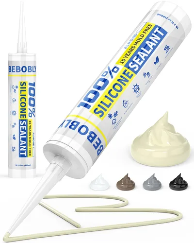 Calafateo y sellador de silicona almendra, sellador de silicona 100% impermeable, a prueba de encogimiento y grietas, calafateo de silicona para