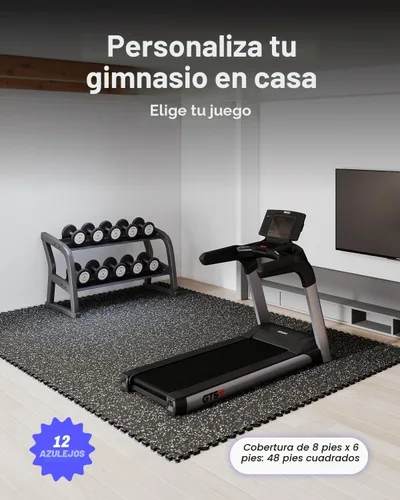 Miniatura 4 de AIRHOP Alfombrillas de Equipo de Ejercicio de 0.56 Pulgadas de Grosor, 48 Pies Cuadrados, 12 Baldosas Mejoradas de Goma Superior con Espuma EVA