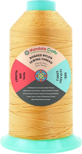 Miniatura 29 de Mandala Crafts - Hilo de nailon para coser cuero, tapicería, mezclilla y para trenzar el pelo; resistente, 1500 yardas, tamaño 69 T70 Marrón