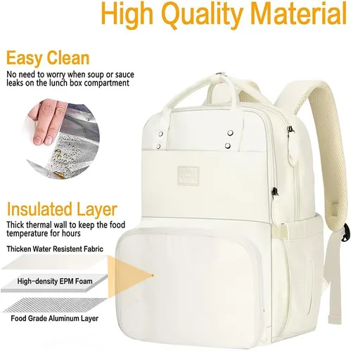 Miniatura 4 de MATEIN - Mochila para mujer con fiambrera, mochila de 17 pulgadas con compartimento refrigerado para contenedores de almuerzo, mochila grande