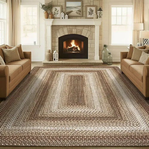 Miniatura 78 de Alfombra ovalada trenzada gris humo de 20 x 30 pulgadas, lavable para interiores y exteriores, decoración campestre para cocinas y entradas