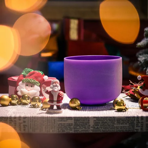 Miniatura 3 de TOPFUND - Cuenco de cristal de 8 pulgadas, afinado en la nota A# y de color violeta, para el chakra pineal, instrumento de meditación y sanación