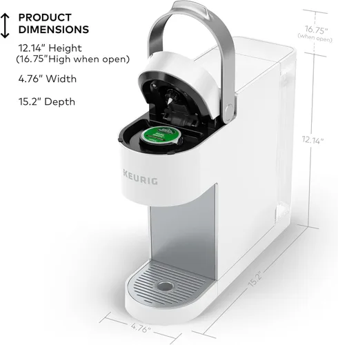 Miniatura 5 de Keurig - Cafetera K-Slim de una sola porción con cápsulas K-Cup, tecnología MultiStream, 3 tamaños de preparación, diseño delgado y elegante, Blanco
