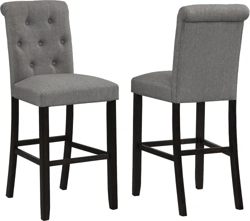 Miniatura 4 de Roundhill Furniture Hendley - Juego de 2 herramientas de madera maciza copetudas, color gris