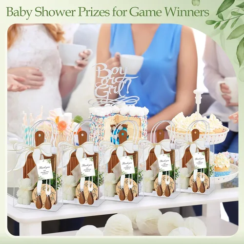 Miniatura 5 de Honeydak 49 Piezas Premios de Baby Shower para Jugadores de Juegos, 6 Juegos de Tabla de Quesos con Tenedor y Cuchillos, Posavasos, Toalla, Planta