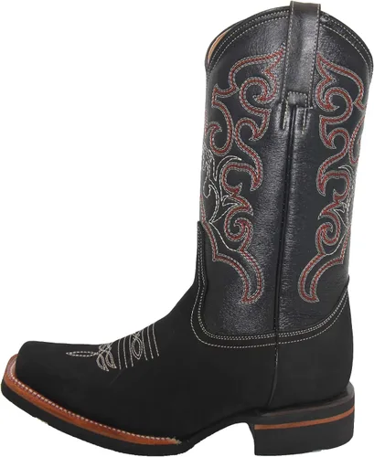 Miniatura 4 de Botas vaqueras de cuero para hombre con puntera cuadrada Western Rodeo
