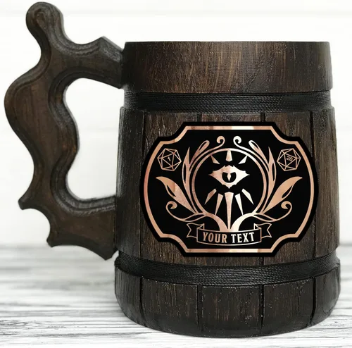 Miniatura 3 de Taza de cerveza de clase Warlock de 17 onzas, regalo de fiesta de mazmorras y dragones para amantes de dnd, taza de cerveza de madera personalizada
